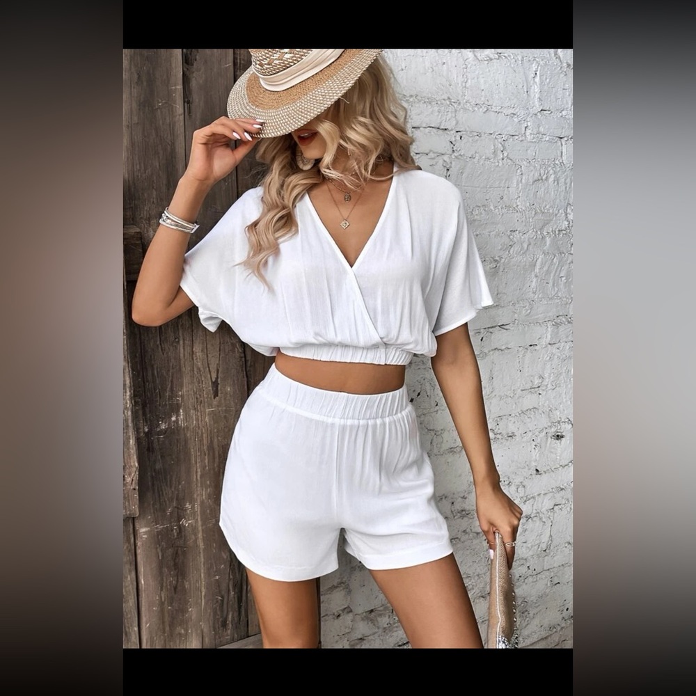 Two piece bar wing sleeve short set